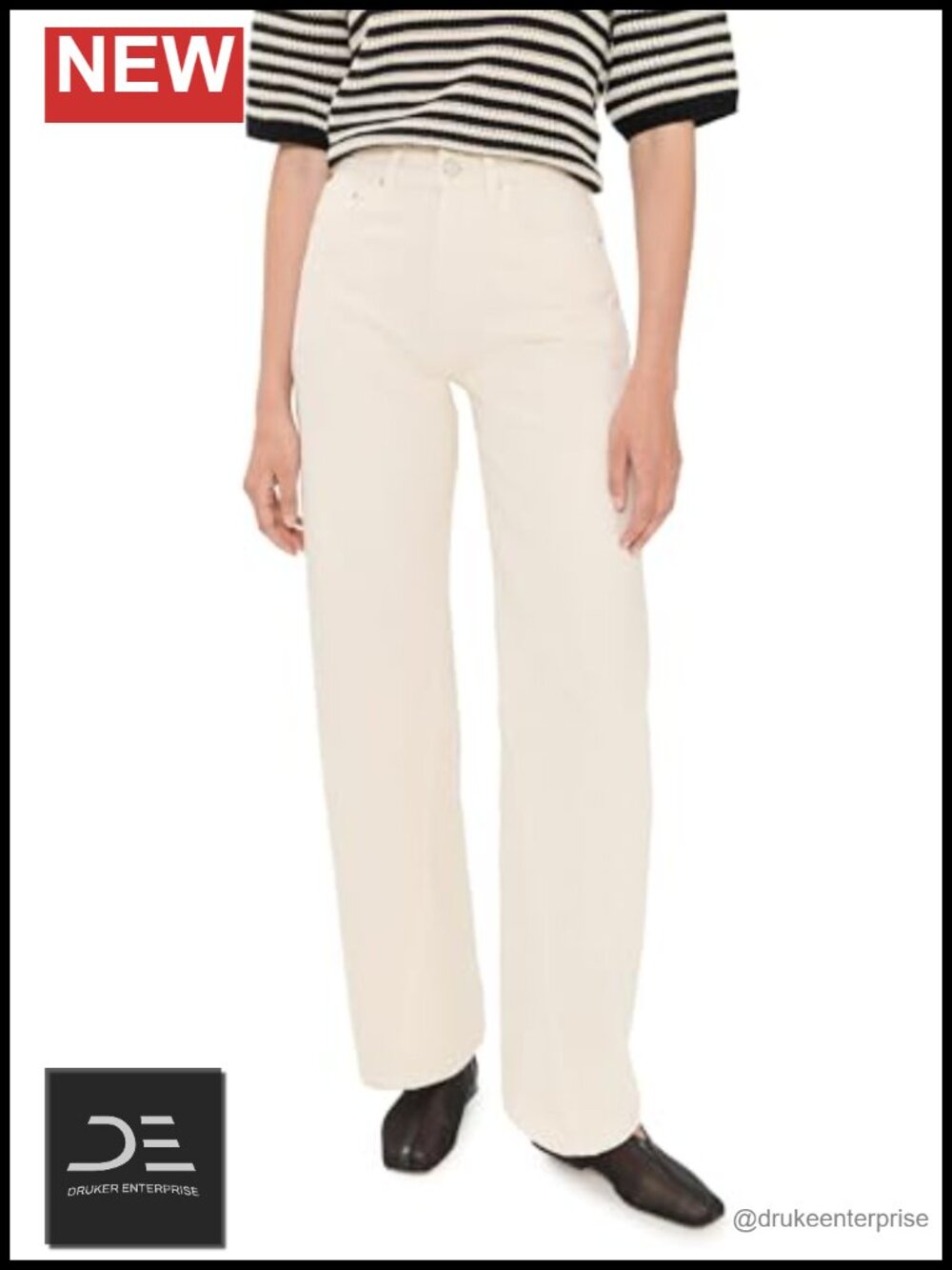 High Rise Wide Leg Non-Stretch Denim Jeans